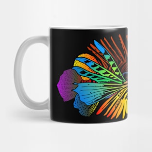 Colorful Rainbow Lionfish Exotic Fish Outline Silhouette Mug